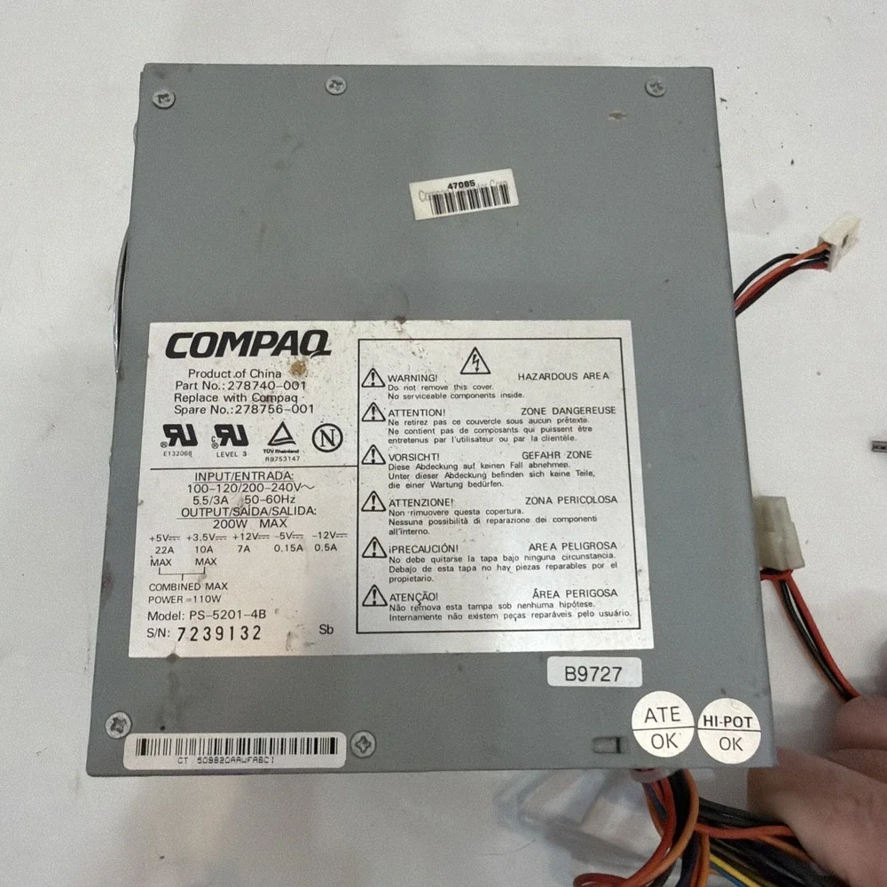 VINTAGE COMPAQ  DESKPRO 2000 DESKTOP POWER SUPPLY 278740-001 TESTED GRADE A